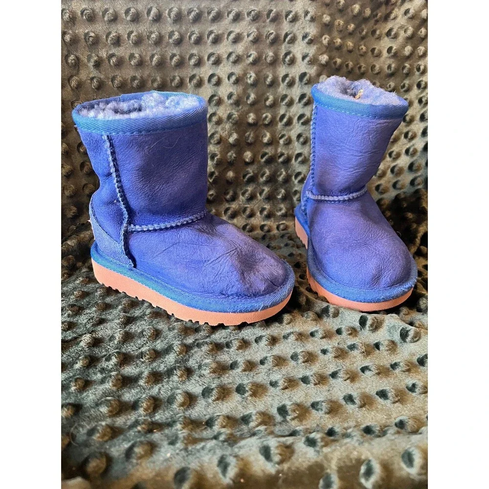 Ugg baby size 6 6c blue leather bootie Boots